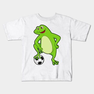 Frog as Soccer player with Soccer ball Kids T-Shirt